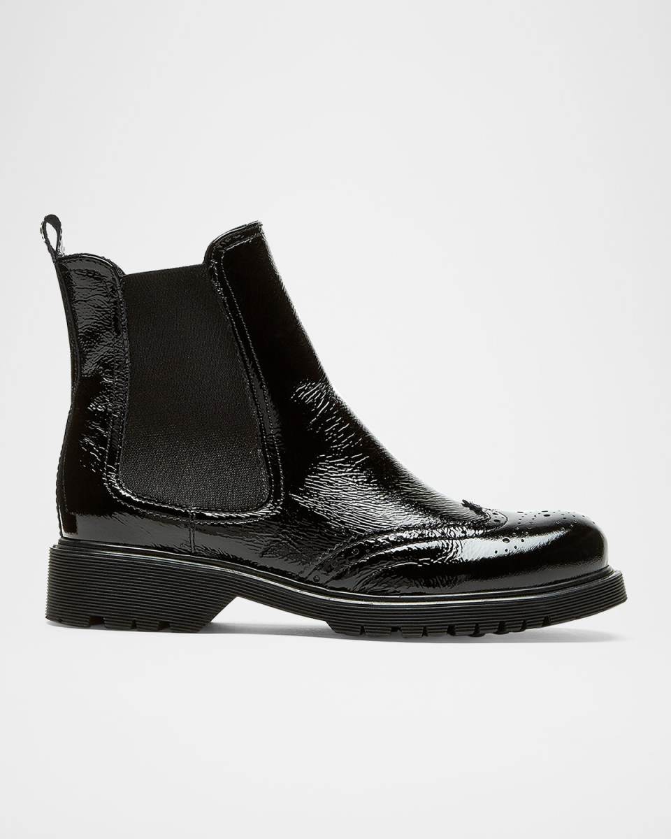 Hansel Brogue Crinkle Leather Chelsea Booties